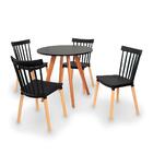 Conjunto Mesa De Jantar Laura 80cm Preta Com 4 Cadeiras Winds