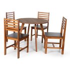 Conjunto Mesa De Jantar Laura 90cm Amadeirado E 4 Cadeiras Lu