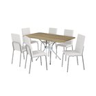Conjunto Mesa De Jantar Loire Com 6 Cadeiras Amsterdã Nogueir
