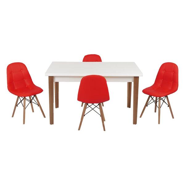 Conjunto Mesa De Jantar Luiza 135cm Branca Com 4 Cadeiras Bot