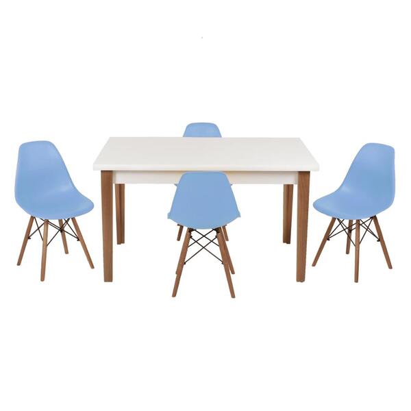 Conjunto Mesa De Jantar Luiza 135cm Branca Com 4 Cadeiras Eam