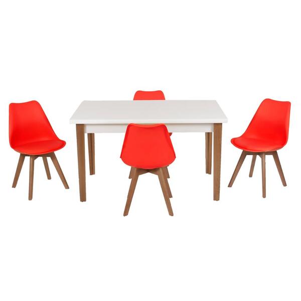 Conjunto Mesa De Jantar Luiza 135cm Branca Com 4 Cadeiras Led