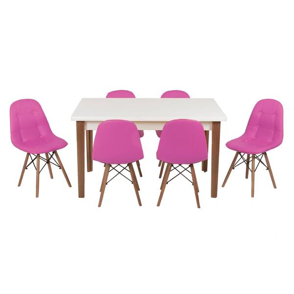 Conjunto Mesa De Jantar Luiza 135cm Branca Com 6 Cadeiras Bot