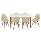 Conjunto Mesa De Jantar Luiza 135cm Branca Com 6 Cadeiras Eam