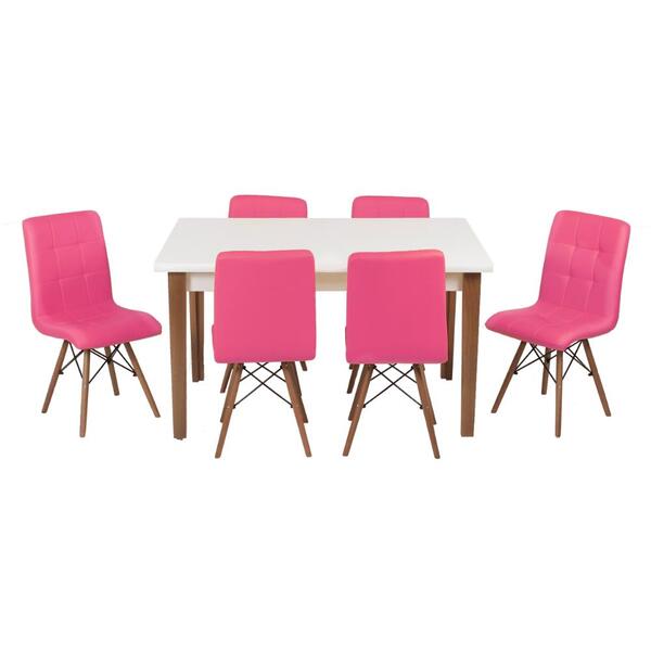 Conjunto Mesa De Jantar Luiza 135cm Branca Com 6 Cadeiras Gom