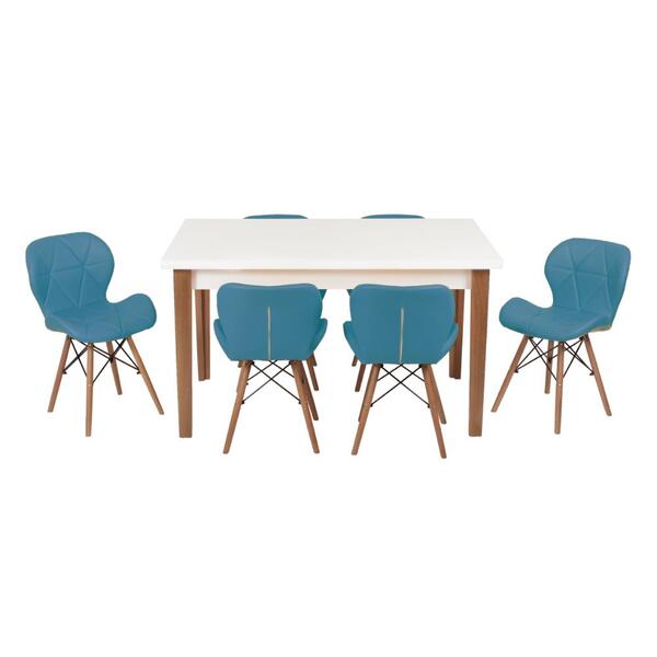 Conjunto Mesa De Jantar Luiza 135cm Branca Com 6 Cadeiras Sli