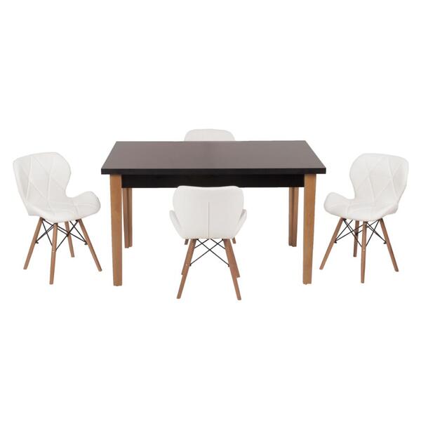 Conjunto Mesa De Jantar Luiza 135cm Preta Com 4 Cadeiras Slim