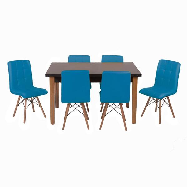 Conjunto Mesa De Jantar Luiza 135cm Preta Com 6 Cadeiras Gomo