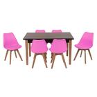 Conjunto Mesa De Jantar Luiza 135cm Preta Com 6 Cadeiras Leda