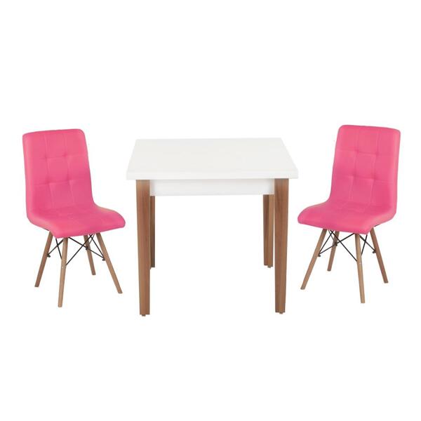 Conjunto Mesa De Jantar Luiza 80cm Branca Com 2 Cadeiras Gomo
