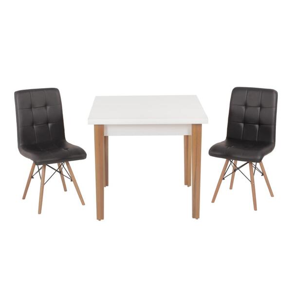 Conjunto Mesa De Jantar Luiza 80cm Branca Com 2 Cadeiras Gomo