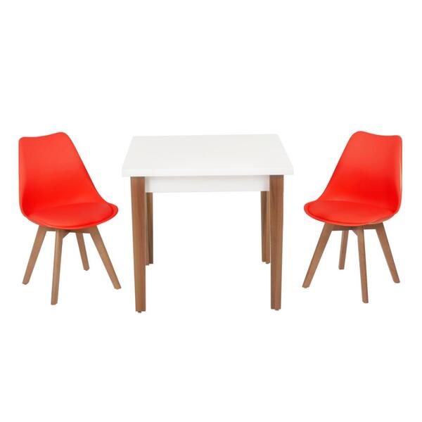 Conjunto Mesa De Jantar Luiza 80cm Branca Com 2 Cadeiras Leda