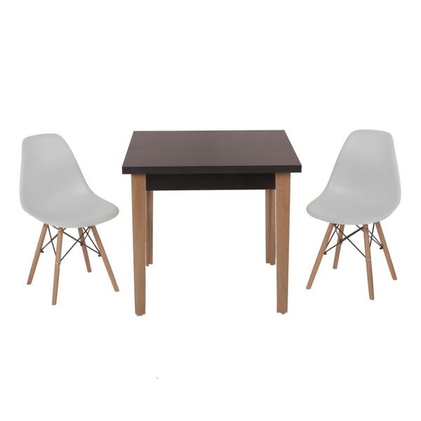 Conjunto Mesa De Jantar Luiza 80cm Preta Com 2 Cadeiras Eames