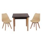 Conjunto Mesa De Jantar Luiza 80cm Preta Com 2 Cadeiras Leda
