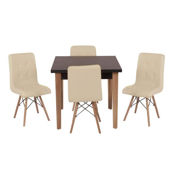 Conjunto Mesa De Jantar Luiza 80cm Preta Com 4 Cadeiras Gomos