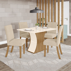 Conjunto Mesa De Jantar Luíza Henn Sem Vidro Canto Reto Com 4