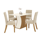Conjunto Mesa De Jantar Luíza Henn Sem Vidro Canto Reto Com 4