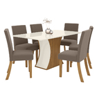 Conjunto Mesa De Jantar Luíza Henn Sem Vidro Canto Reto Com 6
