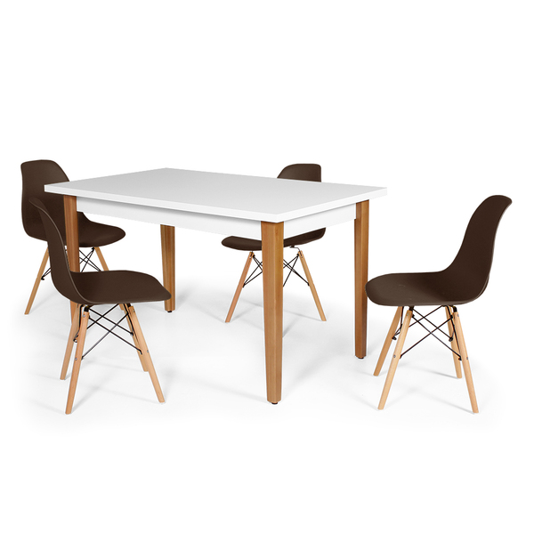 Conjunto Mesa De Jantar Mabel 135x80cm Branca Com 4 Cadeiras