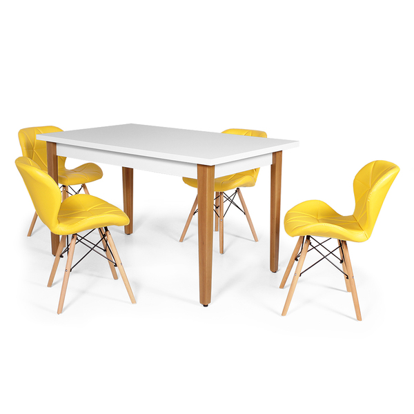 Conjunto Mesa De Jantar Mabel 135x80cm Branca Com 4 Cadeiras