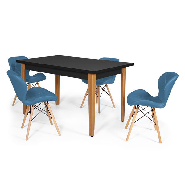 Conjunto Mesa De Jantar Mabel 135x80cm Preta Com 4 Cadeiras C