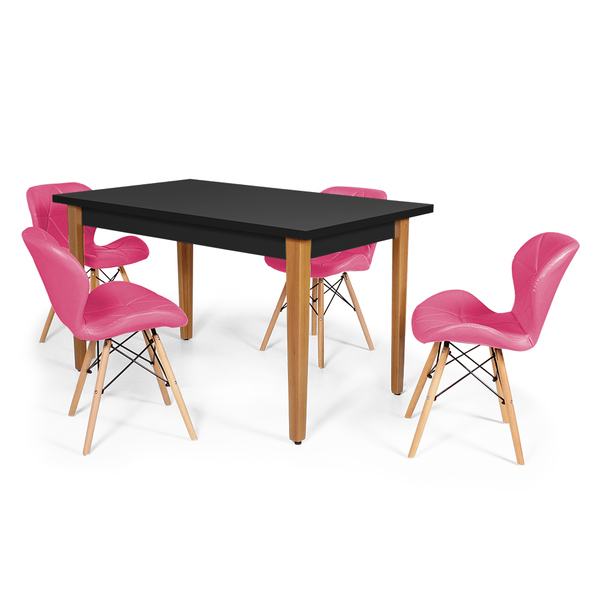 Conjunto Mesa De Jantar Mabel 135x80cm Preta Com 4 Cadeiras C