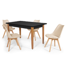 Conjunto Mesa De Jantar Mabel 135x80cm Preta Com 4 Cadeiras E