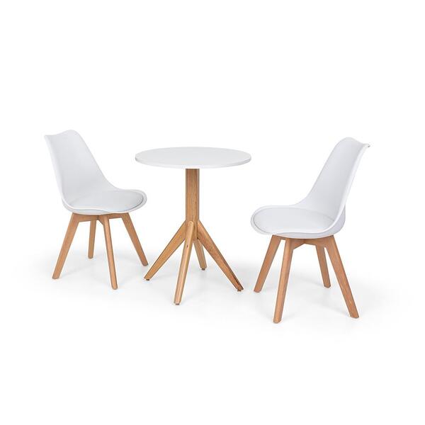 Conjunto Mesa De Jantar Maitê 60cm Branca Com 2 Cadeiras Eame