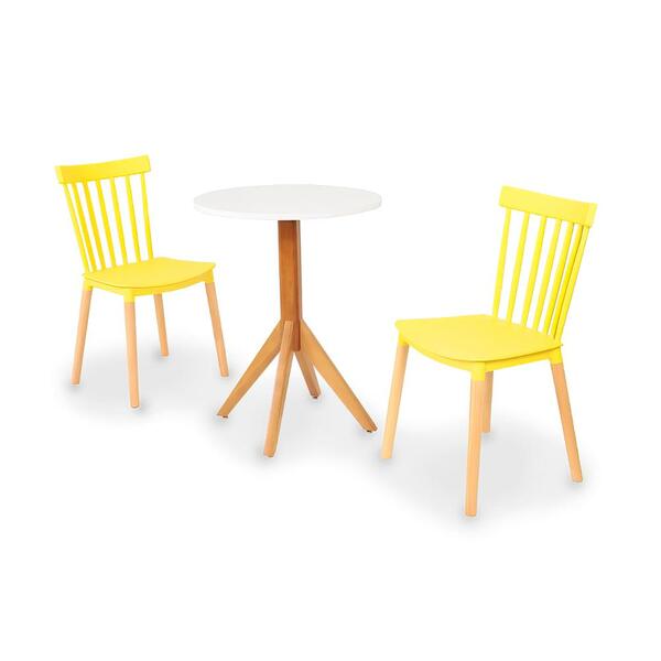Conjunto Mesa De Jantar Maitê 60cm Branca Com 2 Cadeiras Wind