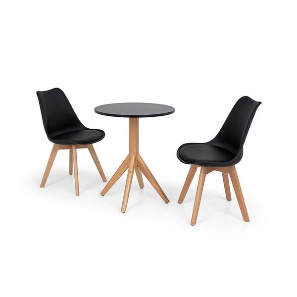 Conjunto Mesa De Jantar Maitê 60cm Preta Com 2 Cadeiras Eames