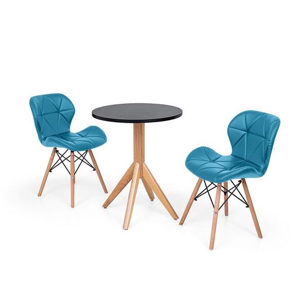 Conjunto Mesa De Jantar Maitê 60cm Preta Com 2 Cadeiras Eames