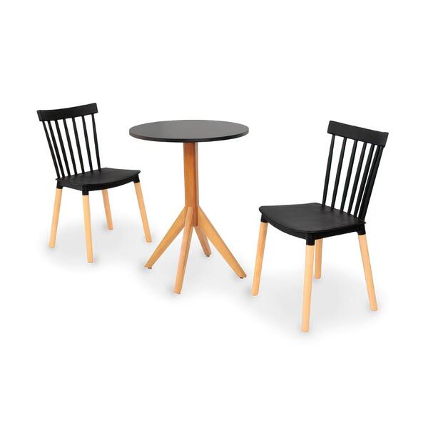 Conjunto Mesa De Jantar Maitê 60cm Preta Com 2 Cadeiras Winds