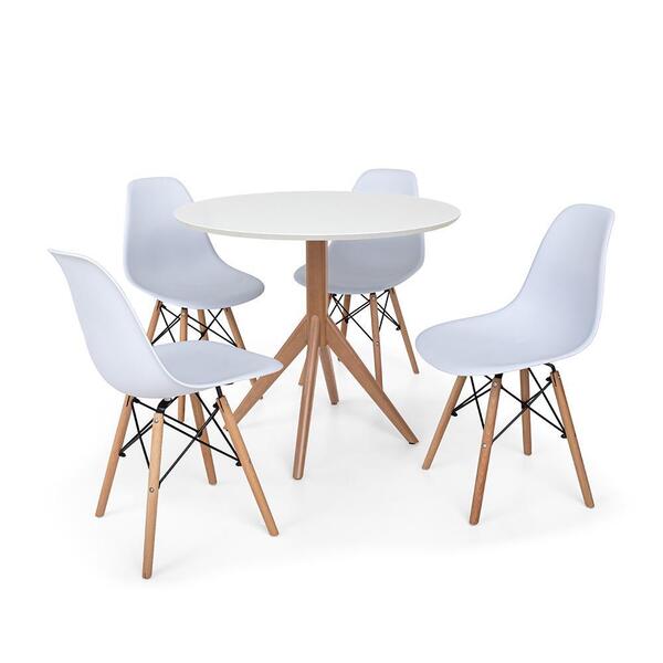 Conjunto Mesa De Jantar Maitê 80cm Branca Com 4 Cadeiras Char