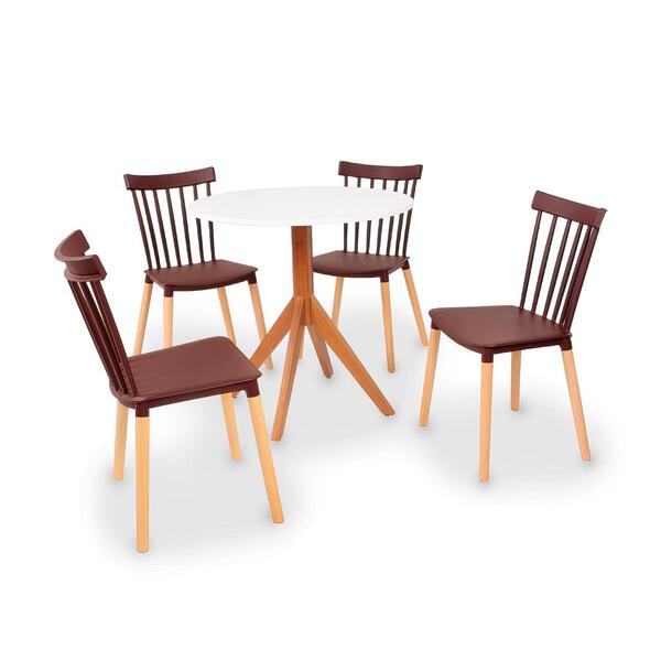 Conjunto Mesa De Jantar Maitê 80cm Branca Com 4 Cadeiras Wind