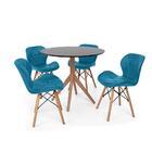 Conjunto Mesa De Jantar Maitê 80cm Preta Com 4 Cadeiras Eames