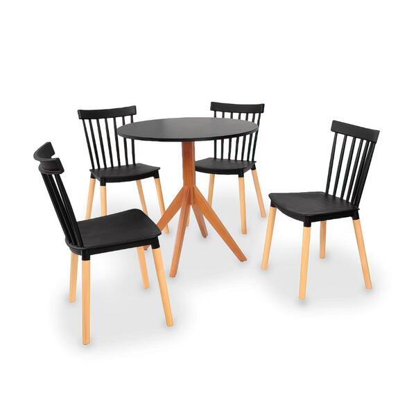 Conjunto Mesa De Jantar Maitê 80cm Preta Com 4 Cadeiras Winds