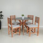 Conjunto Mesa De Jantar Marci 90cm E 4 Cadeiras Luna Estofada
