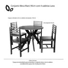 Conjunto Mesa De Jantar Marci 90cm E 4 Cadeiras Luna Estofada