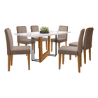 Conjunto Mesa De Jantar Munique 1 60m Tampo De Madeira Com Vi