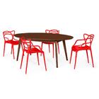 Conjunto Mesa De Jantar Oval Vértice Nozes 190cm Com 4 Cadeir