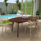 Conjunto Mesa De Jantar Oval Vértice Nozes 190cm Com 4 Cadeir