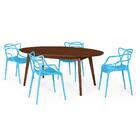 Conjunto Mesa De Jantar Oval Vértice Nozes 190cm Com 4 Cadeir