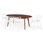Conjunto Mesa De Jantar Oval Vértice Nozes 190cm Com 6 Cadeir