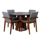 Conjunto Mesa De Jantar Preta 120cm Com 4 Cadeiras - Cinza