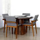 Conjunto Mesa De Jantar Preta 120cm Com 4 Cadeiras - Cinza