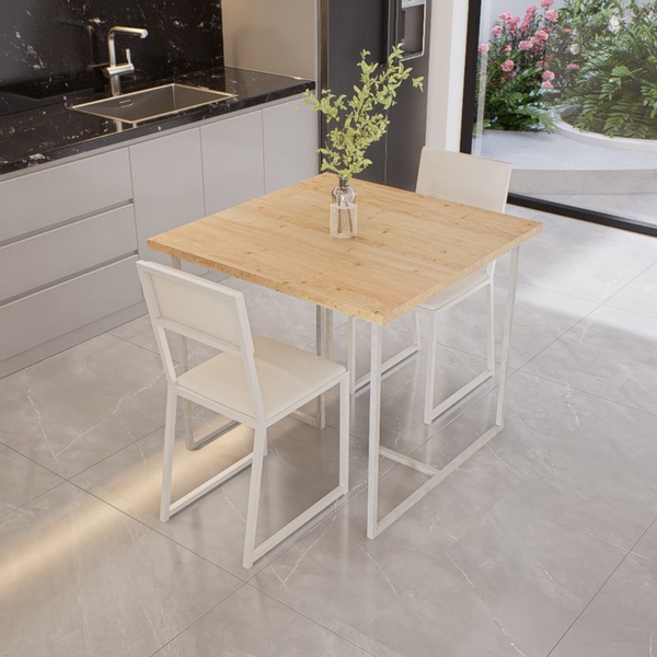 Conjunto Mesa De Jantar Quadrada Pinus 2 Cadeiras Estofado Riviera ...