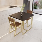 Conjunto Mesa De Jantar Quadrada Preta 2 Cadeiras Imbuia Rivi