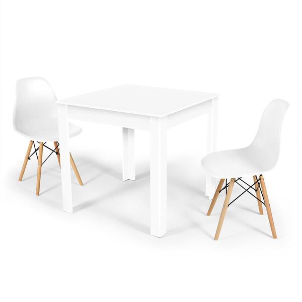 Conjunto Mesa De Jantar Quadrada Sofia Branca 80x80cm Com 2 C