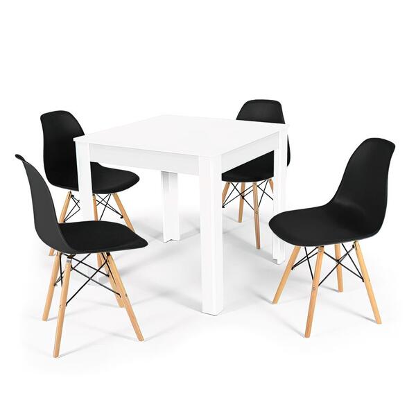 Conjunto Mesa De Jantar Quadrada Sofia Branca 80x80cm Com 4 C