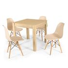 Conjunto Mesa De Jantar Quadrada Sofia Natural 80x80cm Com 4